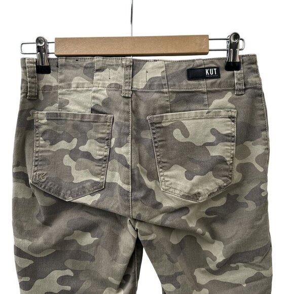 Kut from the Kloth Reese Ankle Straight Leg Pants Camo Print Zipper Hem Women 4 - Picture 14 of 15